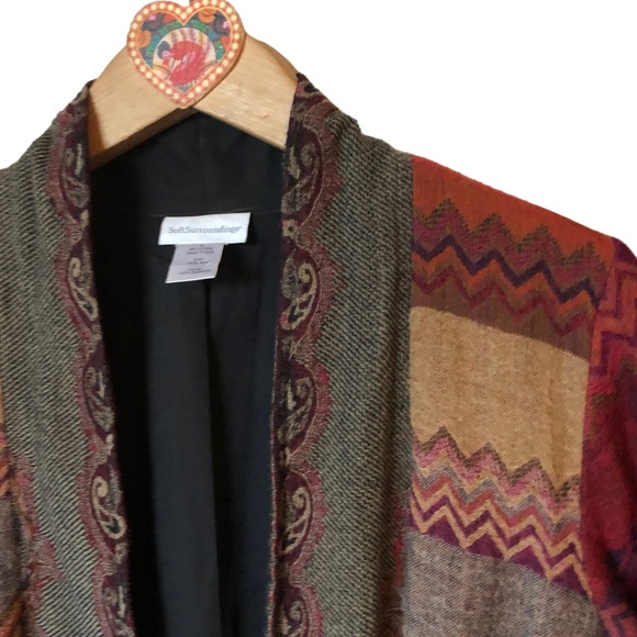 Soft Surroundings Izmir Wool Patchwork Floral embroidered Cardigan Jacke… - Picture 8 of 12